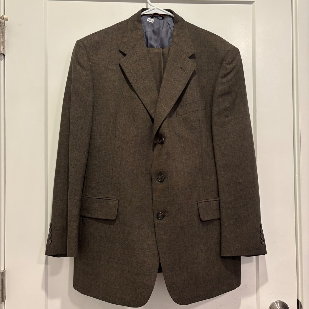 Hart Schaffner Marx Marshall Fields Brown Wool Suit Mens 42R 3 Button Blazer Set